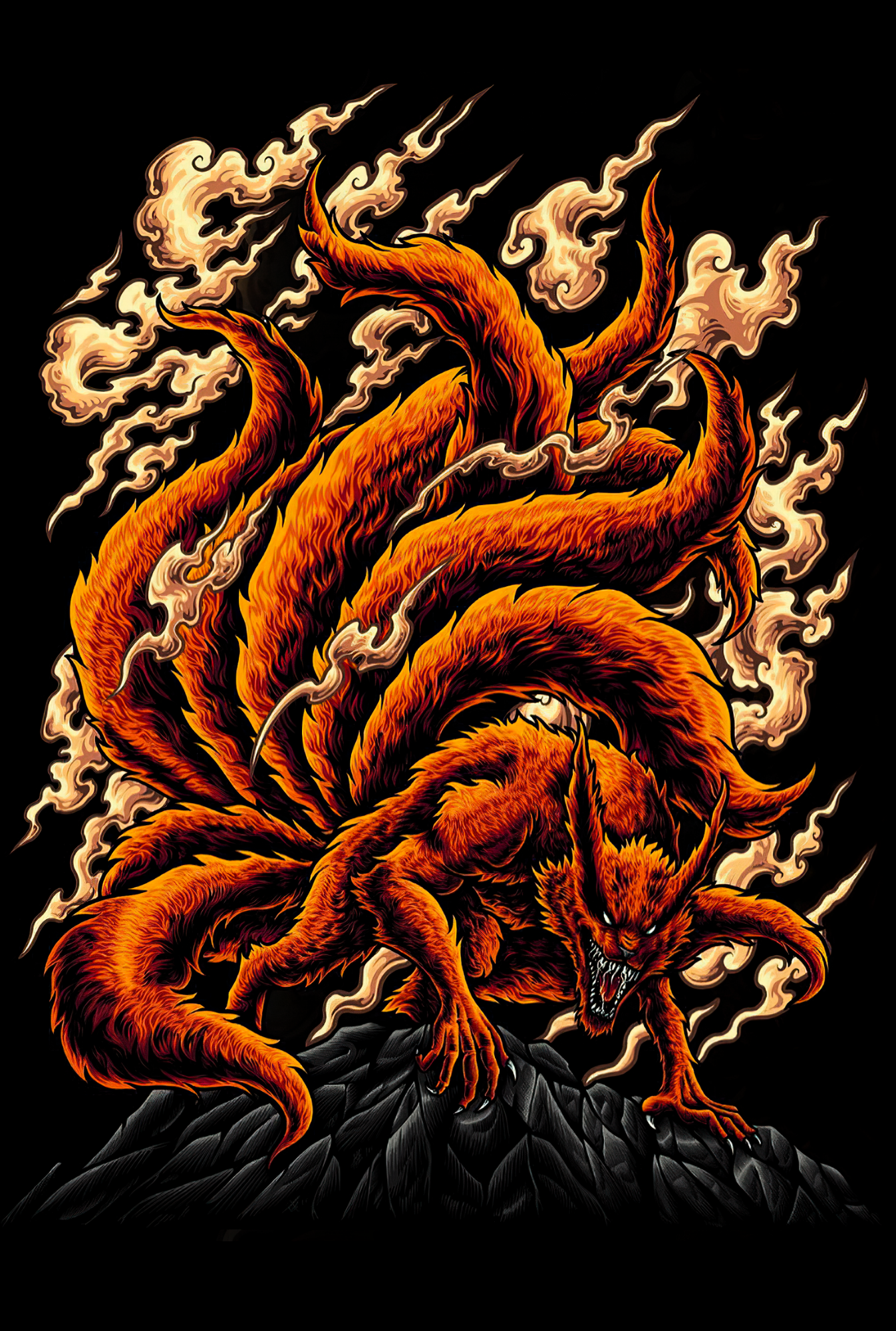 Nine tailed Oversized Half Sleeve's Shirt
