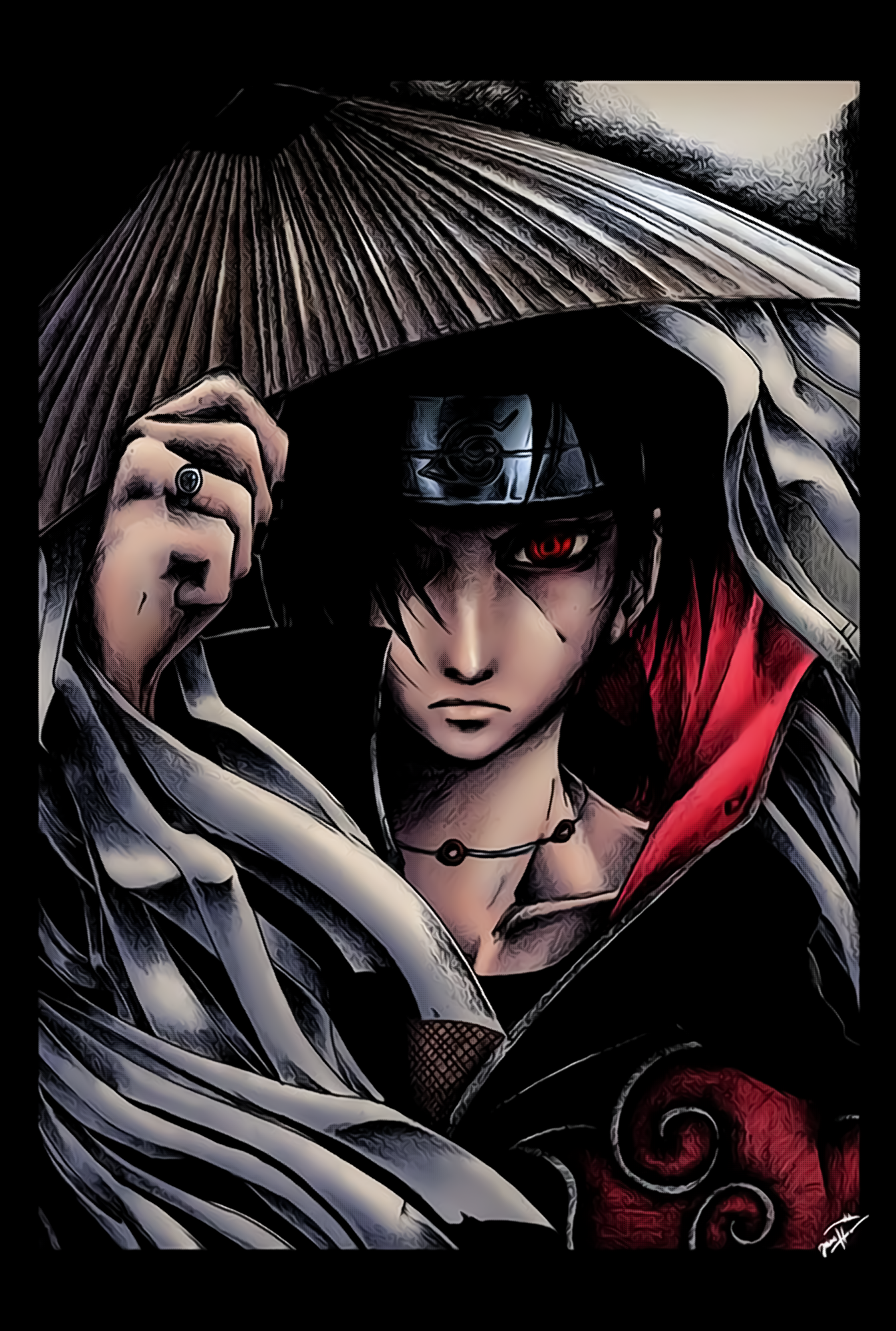 Itachi Uchiha Oversized Half Sleeve's Shirt