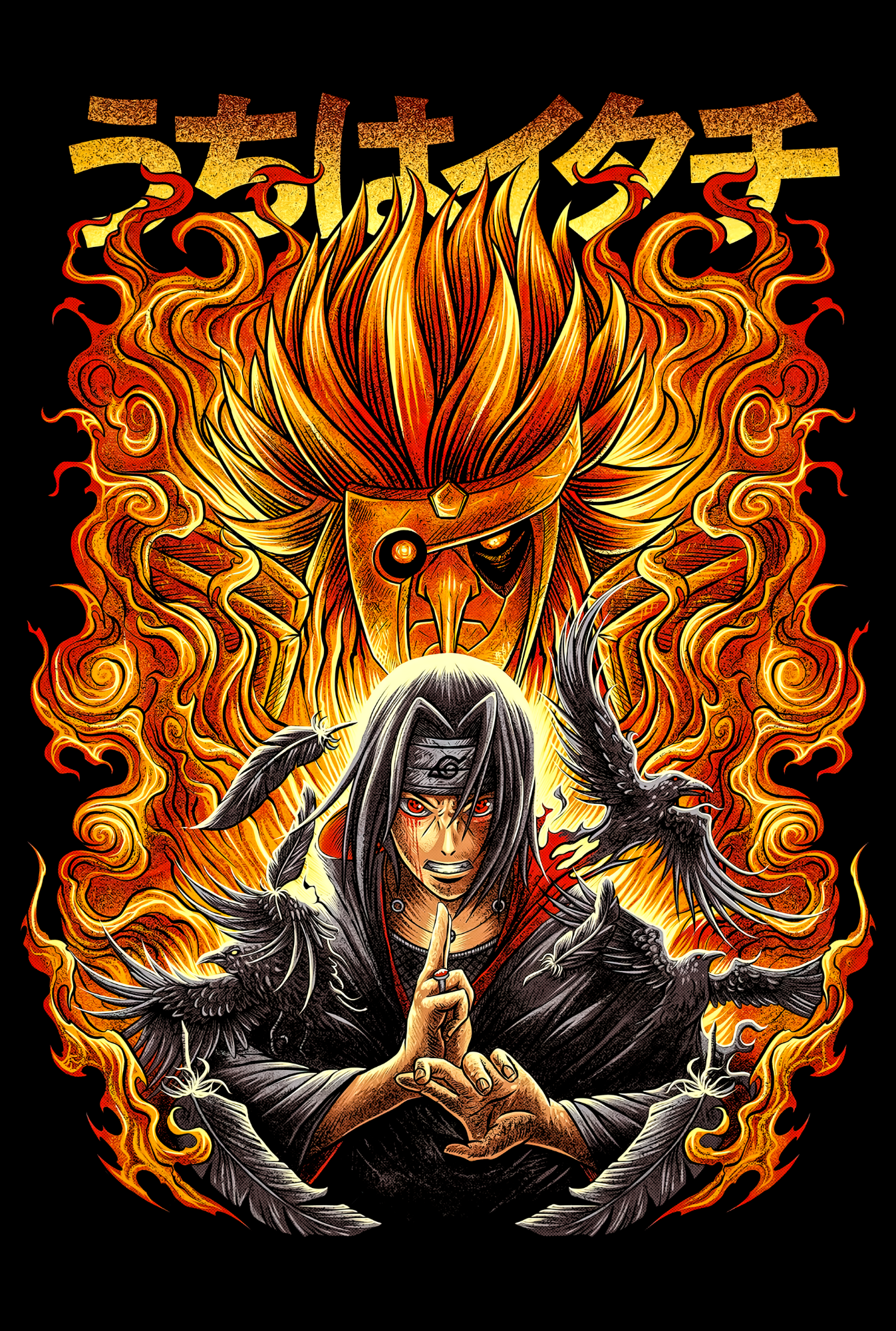 Itachi Uchiha Oversized Half Sleeve's Shirt